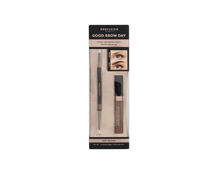 Profusion Cosmetics Good Brow Day 2-Piece Kit Soft Brown