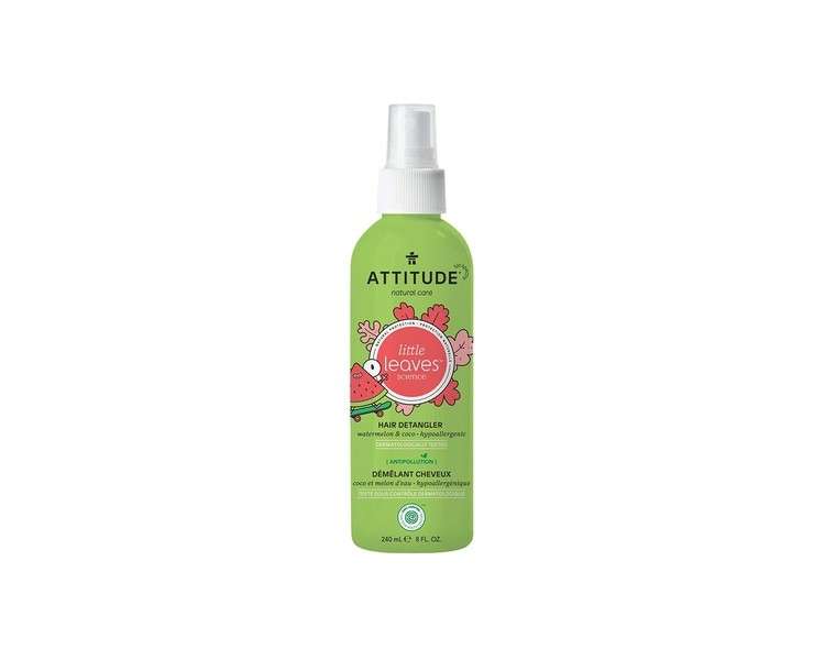 ATTITUDE Natural Hair Detangler Spray for Baby and Kids EWG Verified Plant and Mineral Based Ingredients Hypoallergenic Vegan and Cruelty Free Watermelon and Coconut 8 Fl Oz