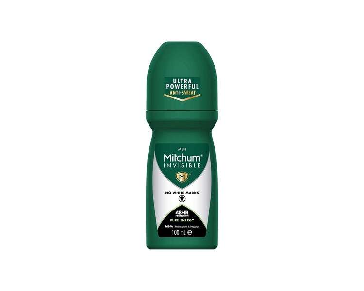 Mitchum Invisible Men 48HR Protection Roll On Deodorant & Anti-Perspirant Pure Energy 100ml