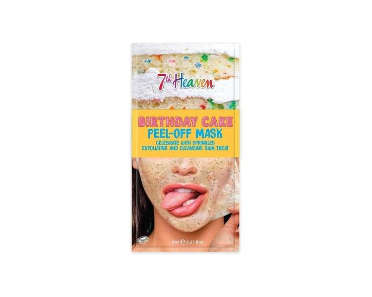 7th Heaven Birthday Cake Peel-Off Face Mask with Plant Based Sprinkles and Vanilla to Exfoliate and Moisturise Skin