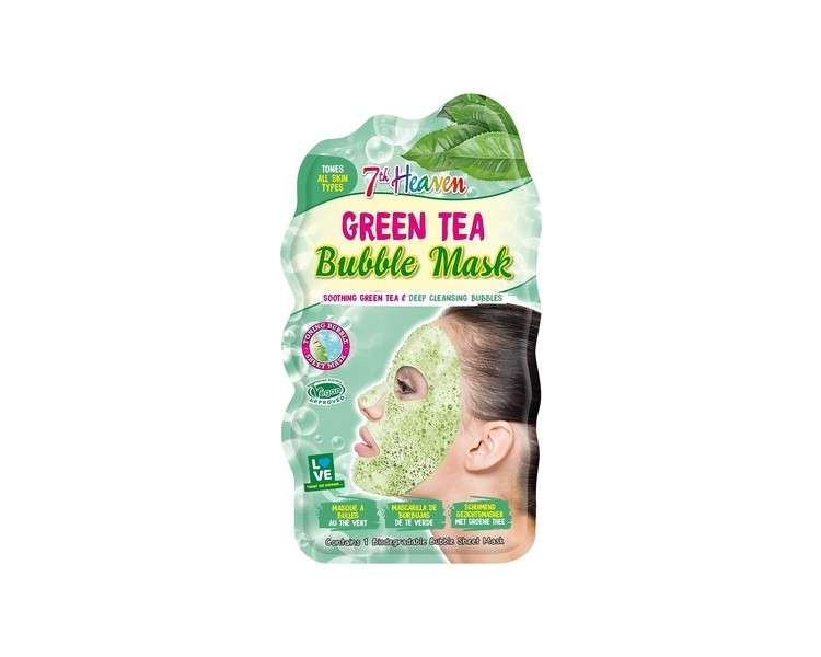 7th Heaven Green Tea Bubble Face Mask to Hydrate and Soothe Skin and Help Target Blemishes