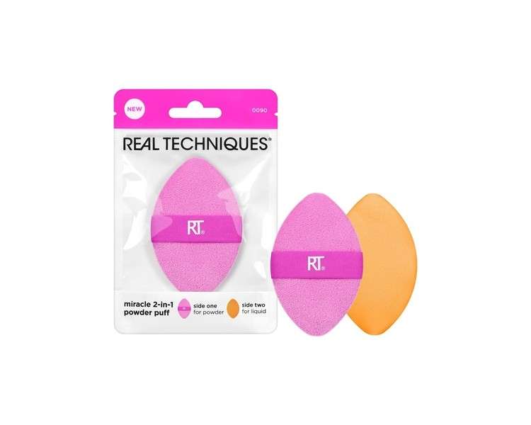 Real Techniques Miracle 2-In-1 Powder Puff Dual-Sided Makeup Blending Puff 1 Count