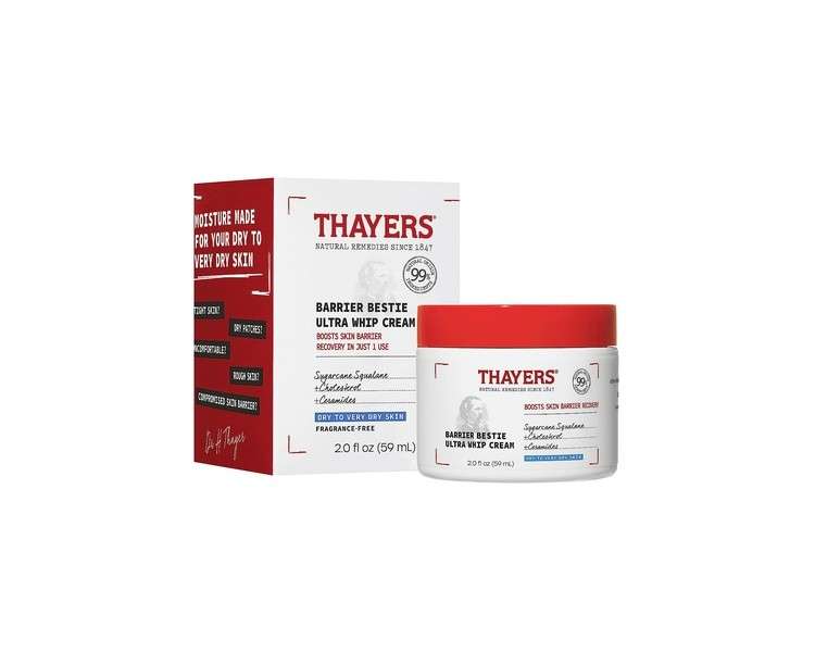 THAYERS Barrier Bestie Ultra Whip Face Cream Moisturizer with Sugarcane Squalane and Ceramides 2.0oz