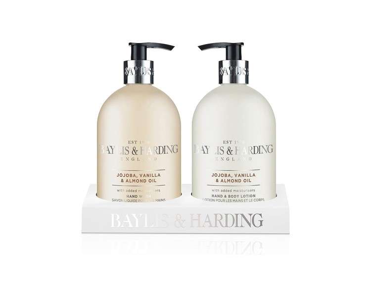 Baylis & Harding Jojoba Vanilla and Almond Oil Hand Wash and Lotion Set - Vegan Friendly