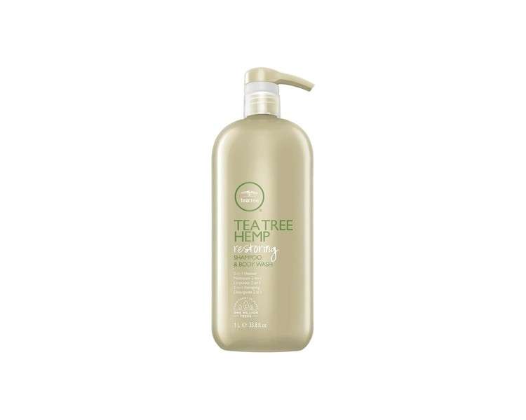 Tea Tree Hemp Restoring Shampoo & Body Wash 2-in-1 Cleanser for All Hair Types 33.8 Fl Oz