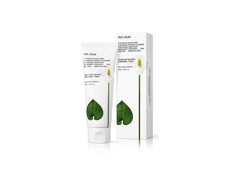 HUECALM Heartleaf Calming Cleansing Foam 4.05 Fl. Oz - Daily Mild Face Wash for Sensitive Skin