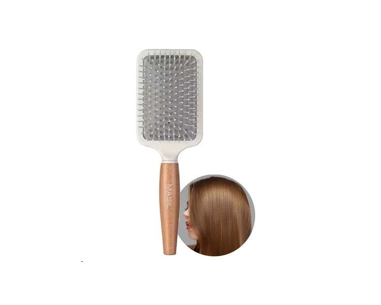 Masil Wood Paddle Hair Brush for Dry, Curly Hair with Scalp Massage and Detangling