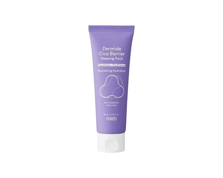 PURITO Dermide Cica Barrier Sleeping Pack 2.7 fl.oz / 80ml Ceramide and Centella Night Cream for Sensitive Skin