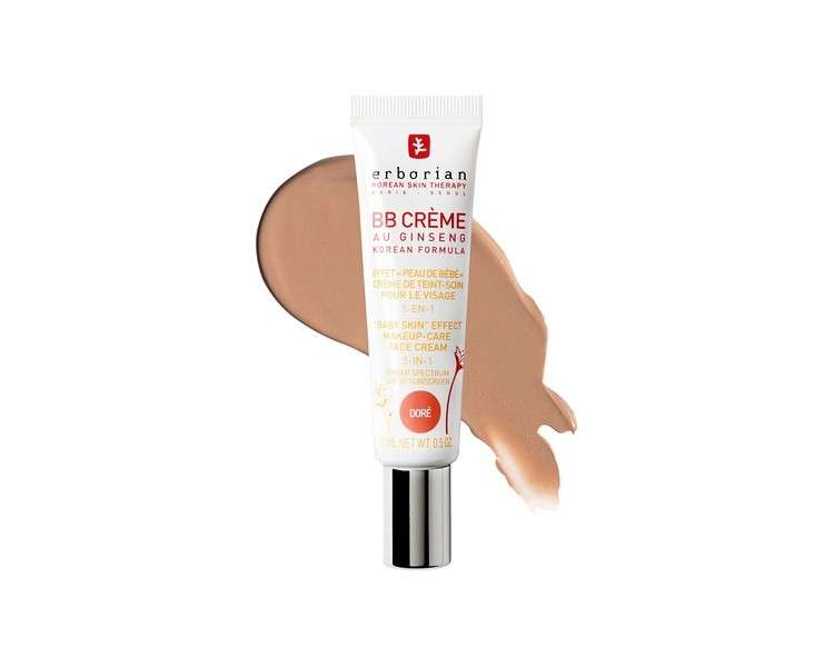 Erborian BB Cream with Ginseng Complexion Cream 5-in-1 Korean Cosmetic Treatment SPF 20 Gold 15ml