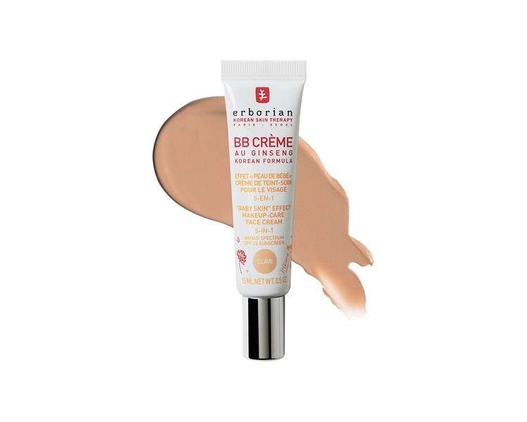 Erborian BB Cream with Ginseng Complexion Cream 5-in-1 Korean Cosmetic Treatment SPF 20 Clear 15ml