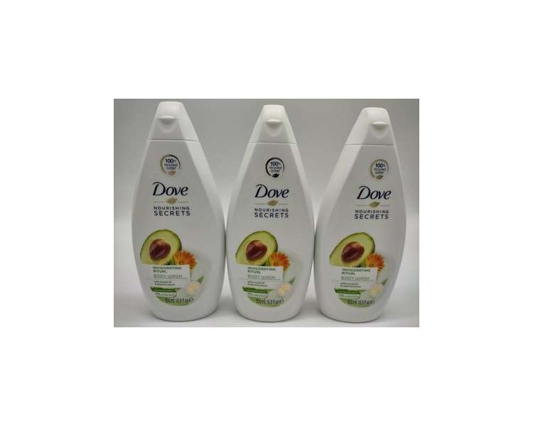 Dove Nourishing Secrets Invigorating Ritual Body Wash with Avocado Oil 500ml - Pack of 3