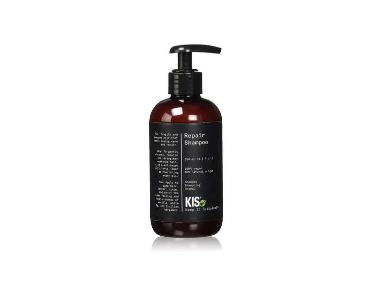 KIS Green Repair Shampoo 250ml for Damaged Hair with Nourishing Argan Oil - 100% Vegan Formula - Sulfate Free