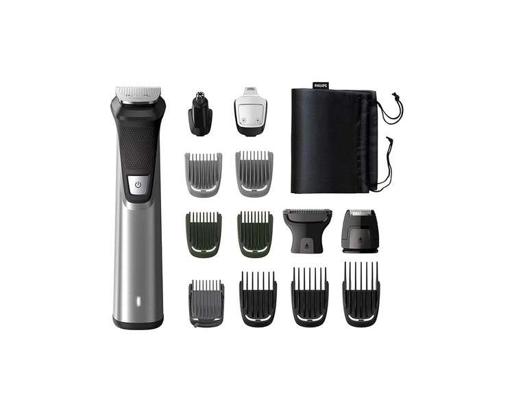 Philips 14-in-1 Multigroom MG7745/15 Beard Trimmer Hair Clipper Body Hair Trimmer Ear and Nose Hair Trimmer Self-Sharpening Metal Blades