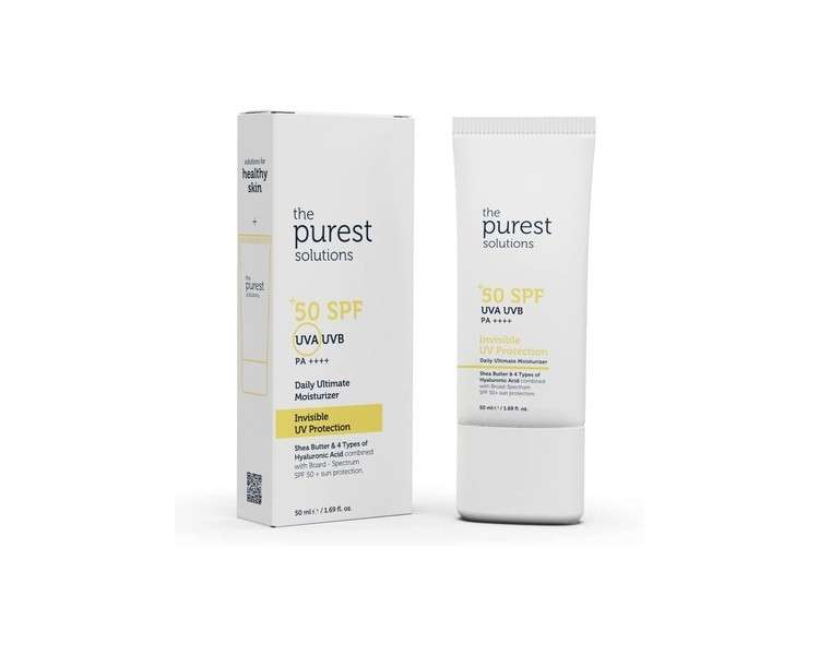 The Purest Solutions Invisible UV Protection Daily Intensive Moisturizer SPF 50+ with Hyaluronic Acid and Shea Butter 50ml