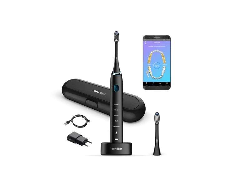 Concept ZK5001 Sonic Toothbrush with Perfect Smile Application and Charging Travel Case Black