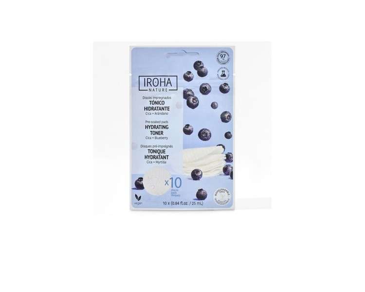 Iroha Hydrating Toner Pre-Soaked Pads for Face Care Unisex 10 Pads