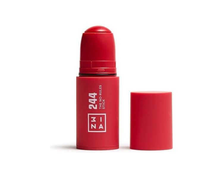 3INA MAKEUP The No-Rules Stick 244 Red Multipurpose Makeup Stick for Eyes Lips & Cheeks with Hyaluronic Acid 8 Intense Shades - Cruelty Free - Natural Finish