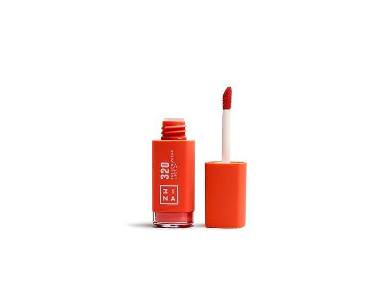 3ina Makeup The Longwear Lipstick 320 Orange 12H Moisturizing Matte Lipstick with Hyaluronic Acid