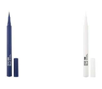 3INA MAKEUP Vegan Cruelty Free Liquid Eyeliner Set Blue and White Matte Longwearing Smudge Proof Formula