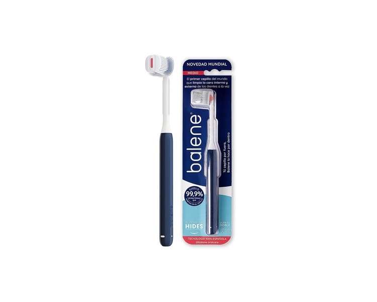 BALENE Double-Sided Toothbrush for Brushing Inner Face Medium Hardness Blue