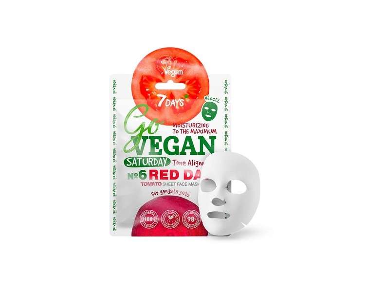 Vegan Face Sheet Mask Beauty Tomato Beetroot Laminaria Ginger Extract Organic Natural Ingredients For All Skin Types 25g