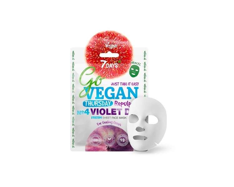 Vegan Face Sheet Mask Beauty Blueberry Plum Fig Extract Hyaluronic Acid Organic Natural Ingredients Cruelty Free 25g