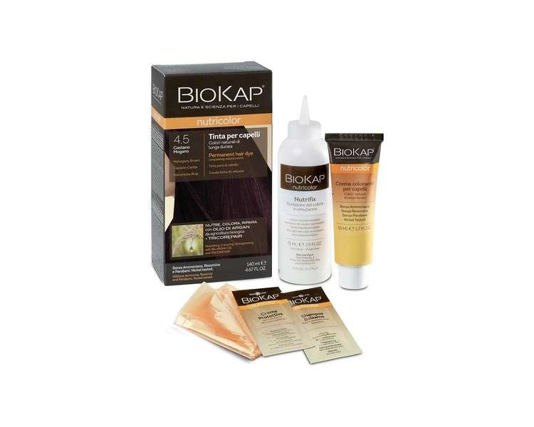 BIOKAP Nutricolor Hair Color 4.5 Mahogany 140ml - Ammonia-Free Natural Color for Soft and Shiny Hair