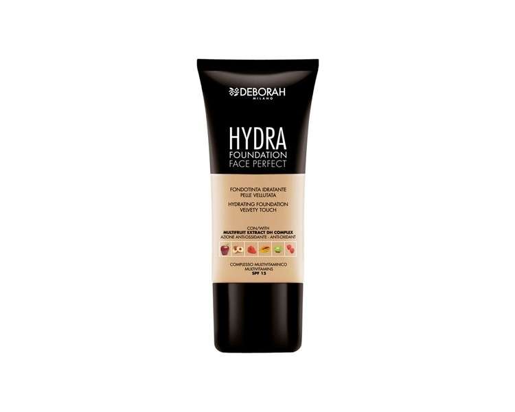 Deborah Milano Hydra Foundation with 6 Fruit Extracts and Anti-Oxidant Action 30ml 01B Fairest Beige