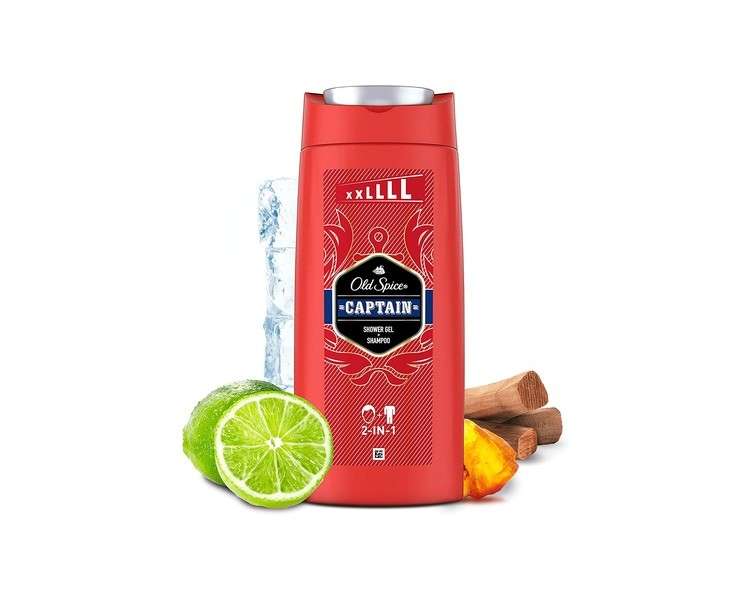 Old Spice Captain 2-In-1 Shower Gel & Shampoo For Men - Scent of Open Ocean Sandalwood & Citrus Notes