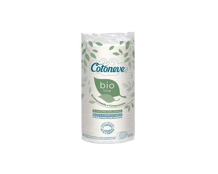 COTONEVE Bio Line Organic Cotton Maxi Oval Makeup Remover Pads 50 Count