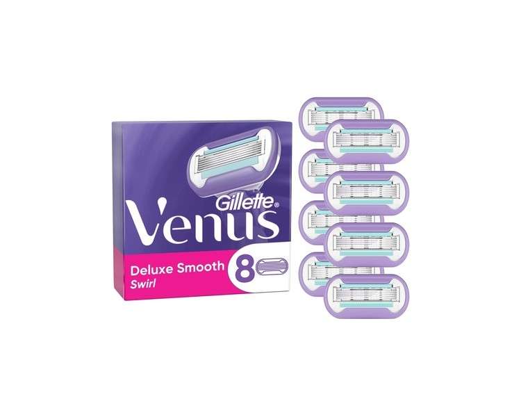 Gillette Venus Deluxe Smooth Swirl Women's Razor Blades 5-Blade - Pack of 8