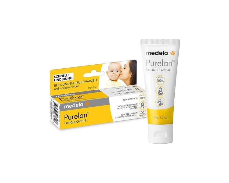 Medela Purelan 37g Lanolin Cream Quick Aid for Stressed Nipples and Dry Skin 100% Natural Hypoallergenic Dermatologically Tested and Fragrance Free