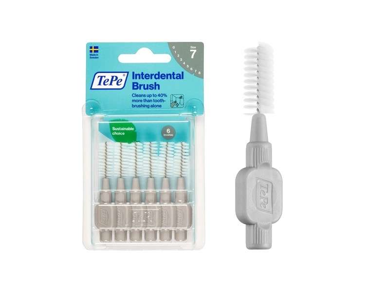 TEPE Interdental Brush Original Soft Dental Brush for Teeth Cleaning 1.3mm Gray Size 7