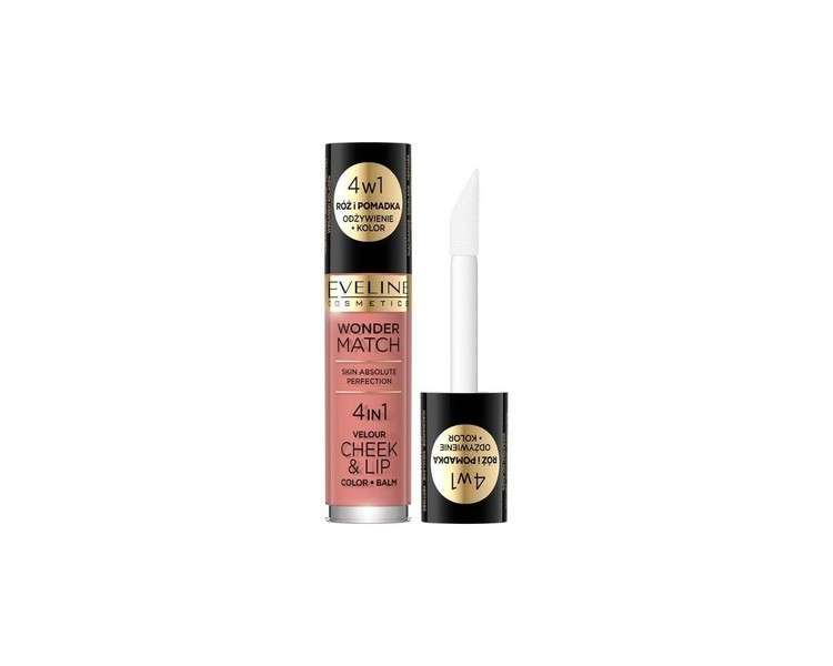 Eveline Wonder Match Cheek Lip 4in1 Blush Liquid Lipstick No.1 Vegan 4.5ml