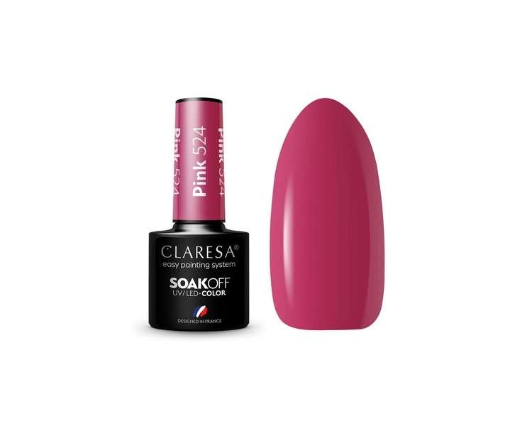 Claresa UV LED Nail Polish Collection Hybrid Manicure Soak Off - 5ml Pink Color No. 524