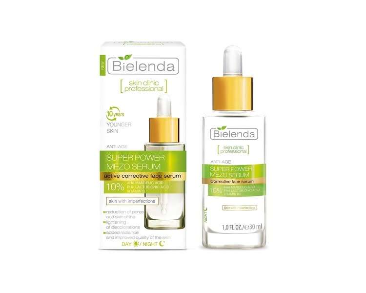 Bielenda Skin Clinic Face Serum Reduces Wrinkles and Evens Skin Tone 30ml - Detoxifying
