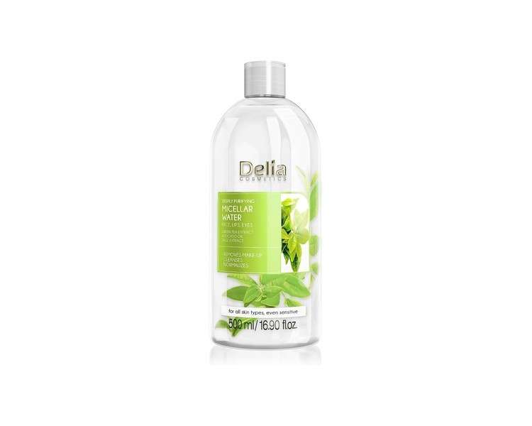 Delia Cosmetics Purifying Micellar Water Facial Cleanser with Green Tea Extract and Avocado Oil 500ml