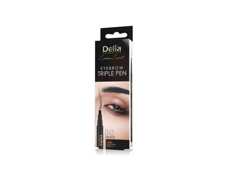 Delia Cosmetics Eyebrow Expert 24h Marker for Brows in Black 1.3g - Extra Long Lasting - Achieve the 'Extra Italy' Look