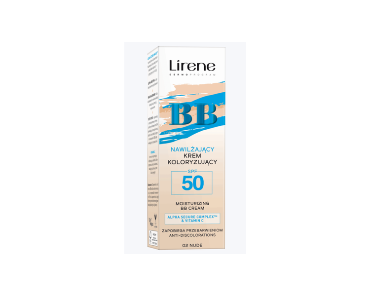 Lirene Moisturizing BB Cream with SPF50 Vitamin C and Hyaluronic Acid Nude 30ml