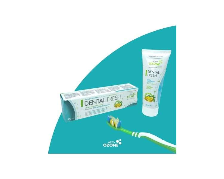 ActivOzone Ozone Dental Fresh Toothpaste with Ozonized Olive and Sunflower Oils Aloe Vera and Mint Oil Fluorescent Free 75ml