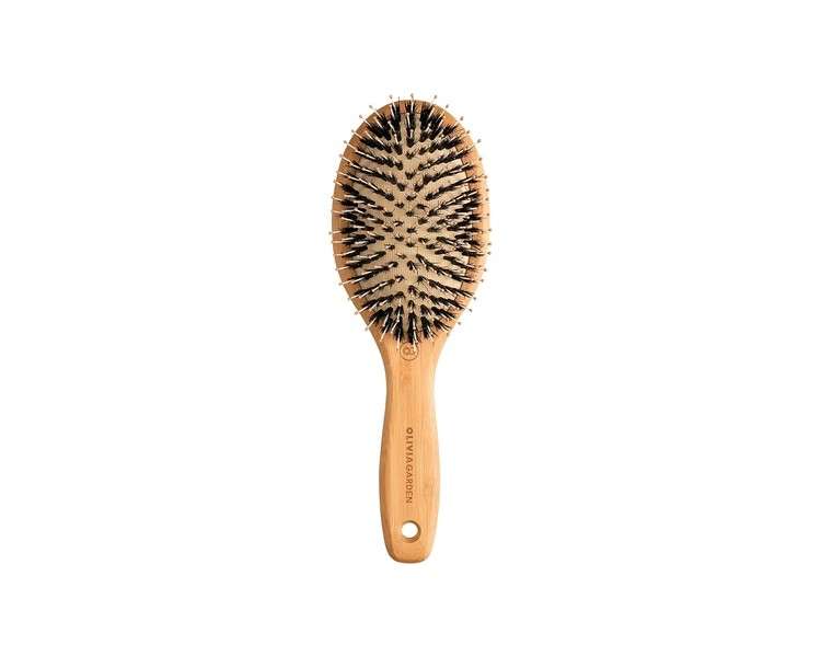 Olivia Garden Bamboo Touch Brush Eco-conscious Detangle Combo Hair Nylon and Boar Bristles Size M Wood