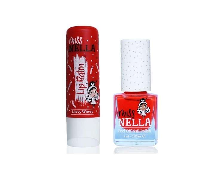 Miss Nella Strawberry 'N' Cream Nail Polish and Luvvy Wuvvy Lip Balm Set for Kids