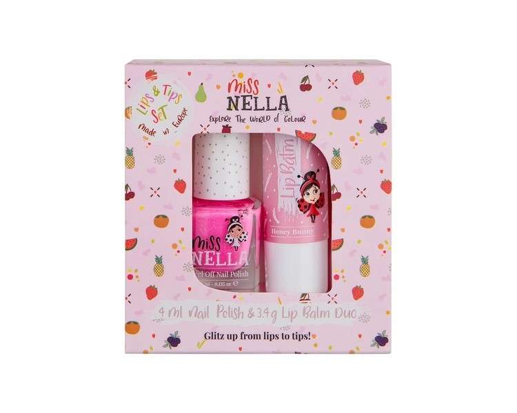 Miss Nella Watermelon Popsicle Nail Polish and Honey Bunney Lip Balm Set for Kids