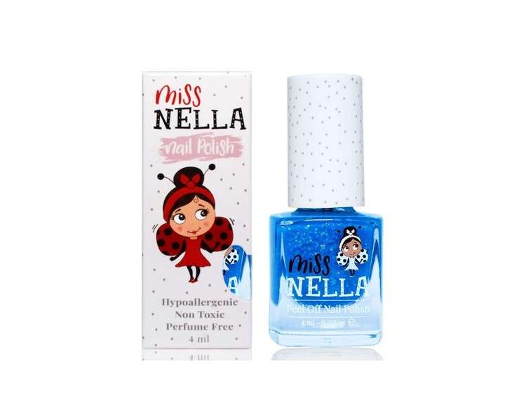 Miss Nella Under the Sea Safe Special Blue Glitter Nail Polish for Kids - Natural Water Based Formula