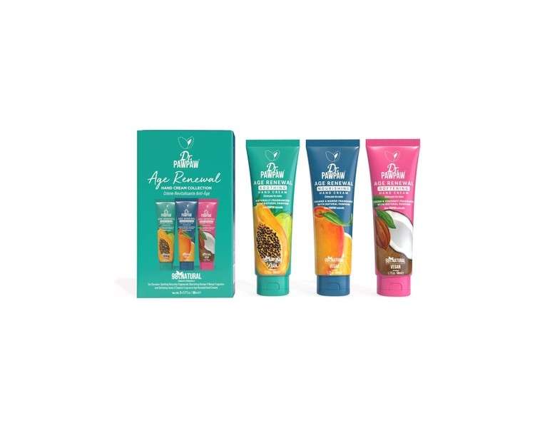 Dr.PAWPAW Age Renewal Hand Cream Collection Orange & Mango, Cocoa & Coconut, Naturally Fragranced 50ml Hand Creams - Pack of 3