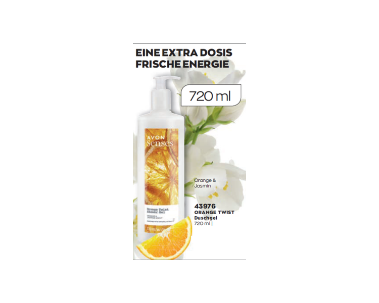 Avon Senses Orange Twist Shower Gel 720ml - Orange and Jasmine