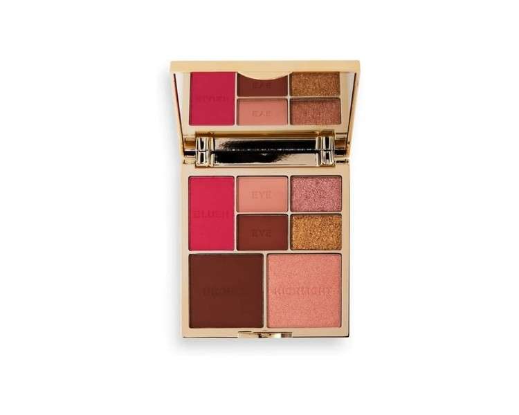 Revolution Pro True Love Eye & Face Palette with Blusher, Bronzer, Highlighter, and 4 Eyeshadow Pans - 7 Pan Multi-Use Makeup Palette Matte & Shimmer Finish Medium-Deep Skin Tones