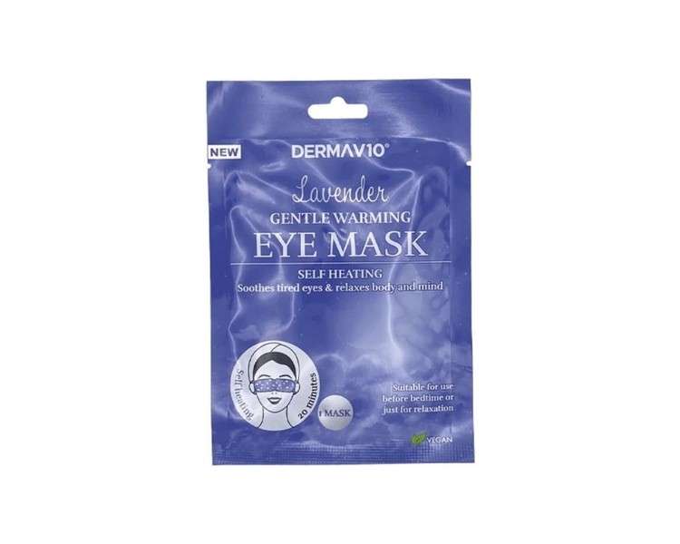 New Derma V10 Lavender Gentle Warming Eye Mask Self Heating - Relaxes Body and Mind