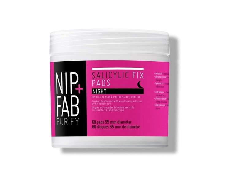 Nip + Fab Salicylic Fix Night Pads with Hyaluronic Acid 60 Pads 80ml