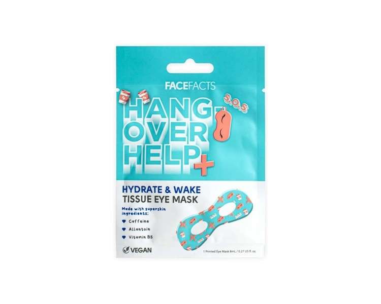 Face Facts Hangover Help Printed Eye Mask Hydrate and Wake